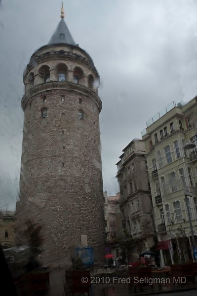 20100401_022140 D3-Edit.jpg - Galata Tower (in rain) built 1348 by Genoese; a significant fixture of the Istanbul skyline